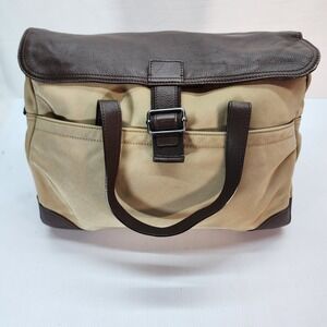 Banana Republic Men's Messenger Bag Beige Brown Adjustable Strap Inner Pockets